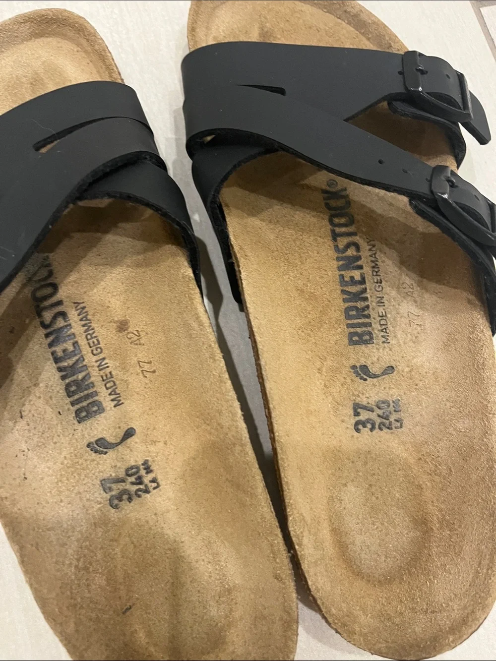 Birkenstock Black Double Strap Slide Sandals - Picture 2 of 6